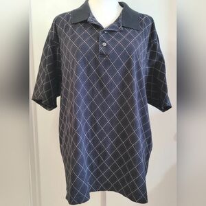 PGA TOUR Polo Shirt Blue Polyester Short Sleeve 3 Button w/Collar, Size XL